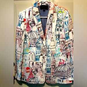 CARLISLE WEARABLE ART BLAZER - CITYSCAPE Size 8 NWOT